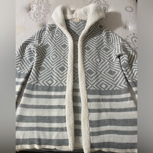 Altar'd State Gray and White Knit Cardigan